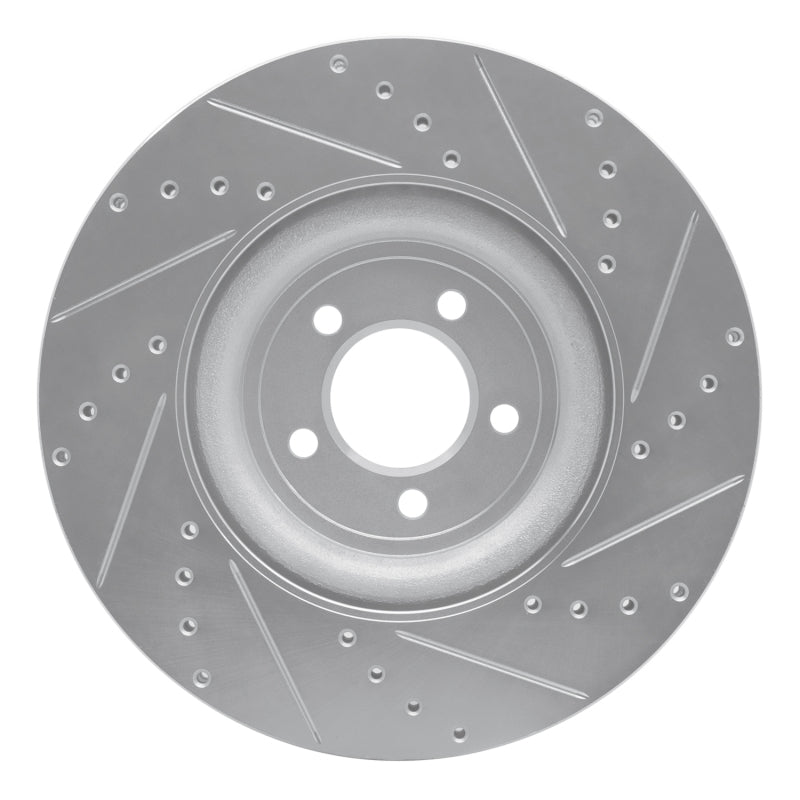R1 06-21 Jaguar XKR Front Left Drilled & Slotted Silver Brake Rotor