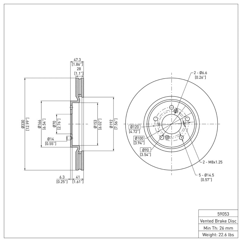 R1 2007-2020 Acura RLX Front Brake Rotor
