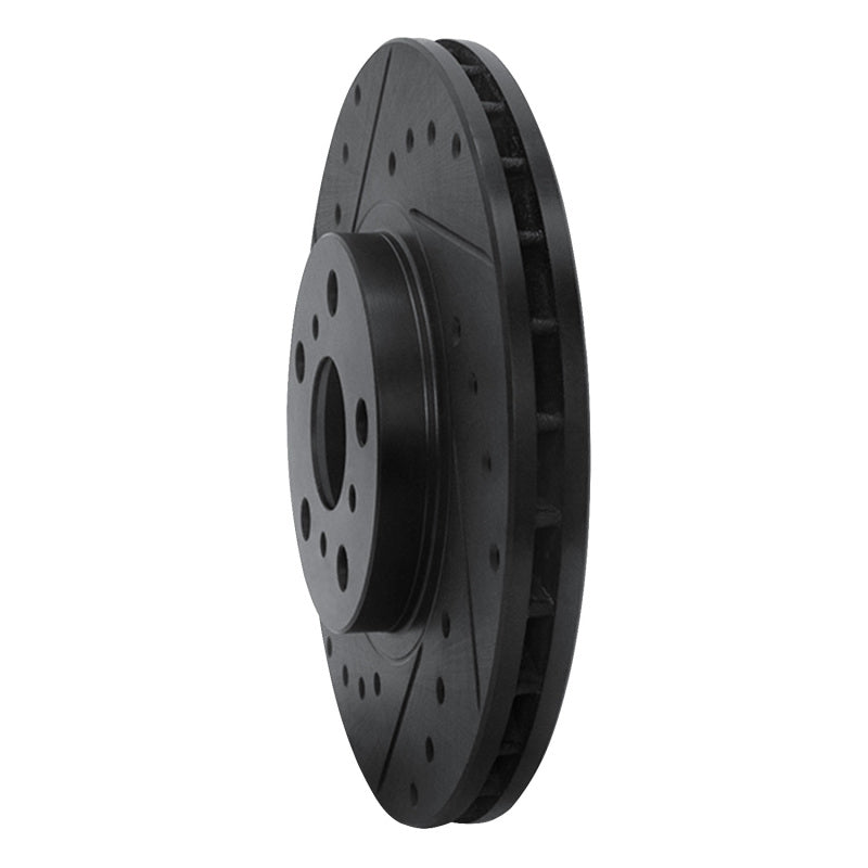 R1 90-93 Toyota Celica Front Left Drilled & Slotted Black Brake Rotor