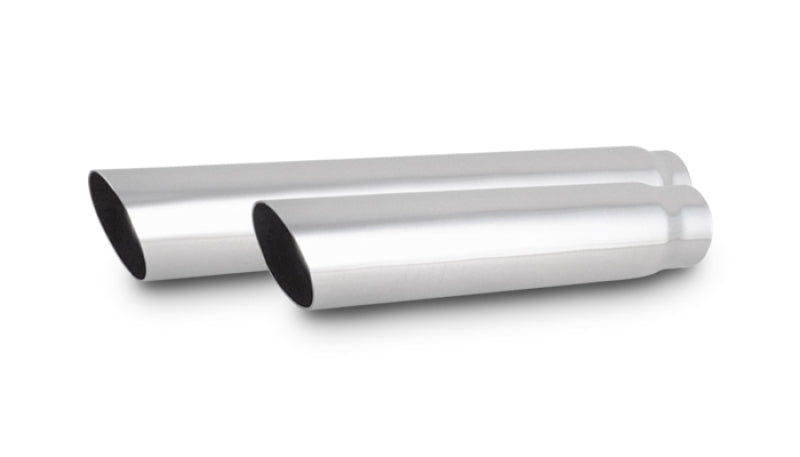 Vibrant 4in Round SS Truck/SUV Exhaust Tip (Single Wall Angle Cut) - 2.5in inlet 20in long