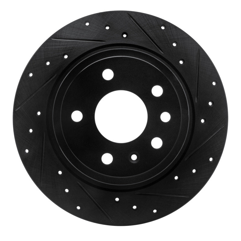 R1 99-10 Saab 9-5 Rear Right Drilled & Slotted Black Brake Rotor