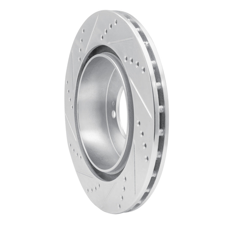 R1 03-06 Mitsubishi Lancer Rear Right Drilled & Slotted Silver Brake Rotor