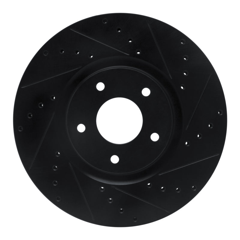 R1 07-17 Nissan Sentra Front Right Drilled & Slotted Black Brake Rotor