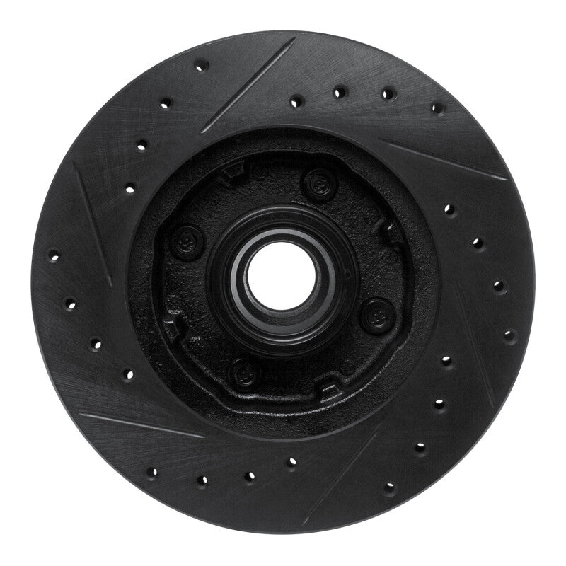 R1 78-93 Ford Mustang Front Right Drilled & Slotted Black Brake Rotor