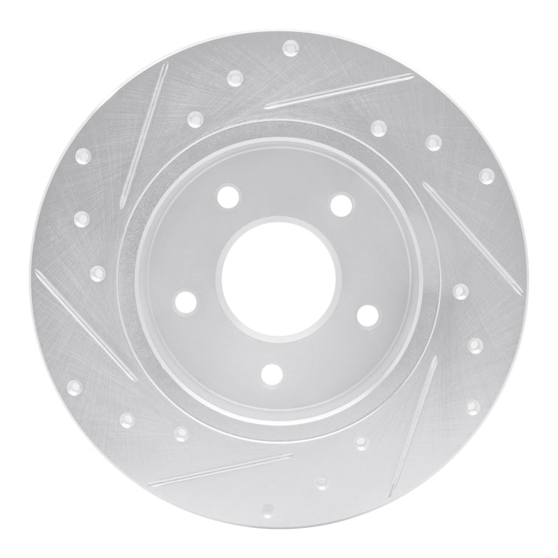 R1 19-25 Nissan Kicks Rear Right Drilled & Slotted Silver Brake Rotor