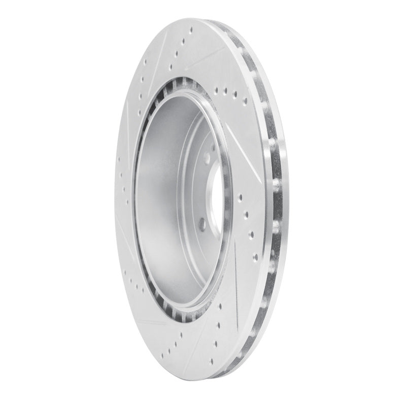 R1 08-15 Mitsubishi Lancer Rear Right Drilled & Slotted Silver Brake Rotor