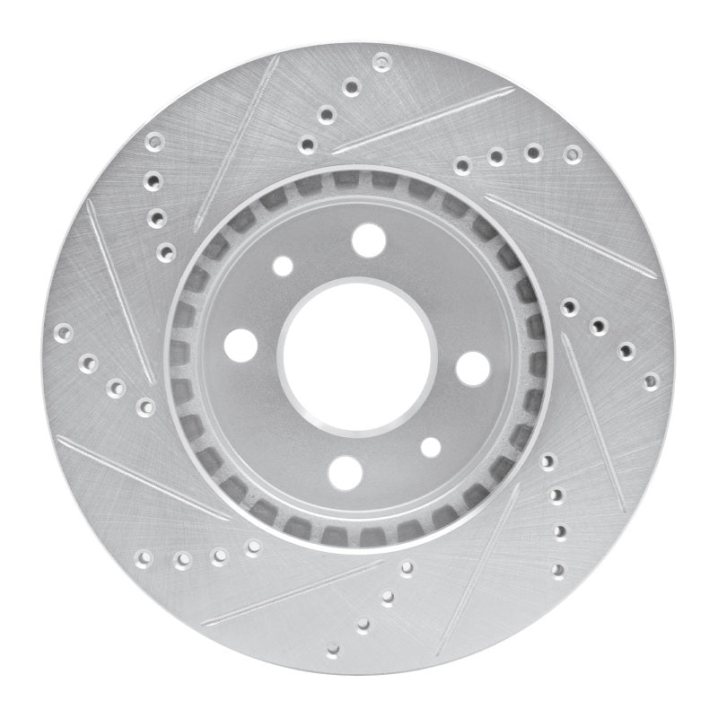 DFC 88-98 Saab 9000 Front Right Drilled & Slotted Silver Brake Rotor