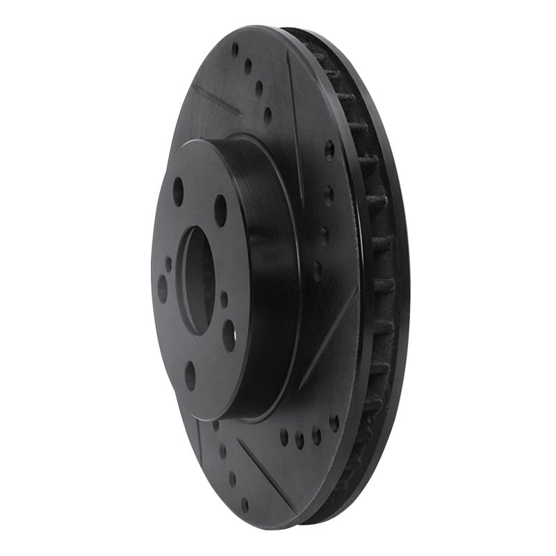 R1 94-00 Toyota Celica Front Right Drilled & Slotted Black Brake Rotor