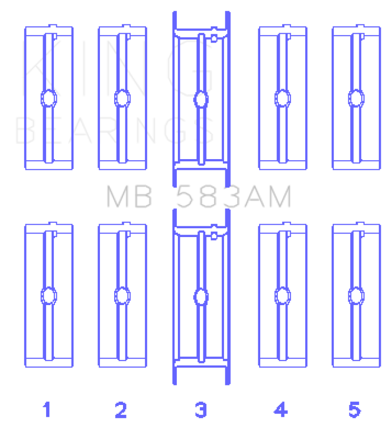 King Engine Bearings Ford 239/256/272/292 (Size .020) Crankshaft Main Bearing Set