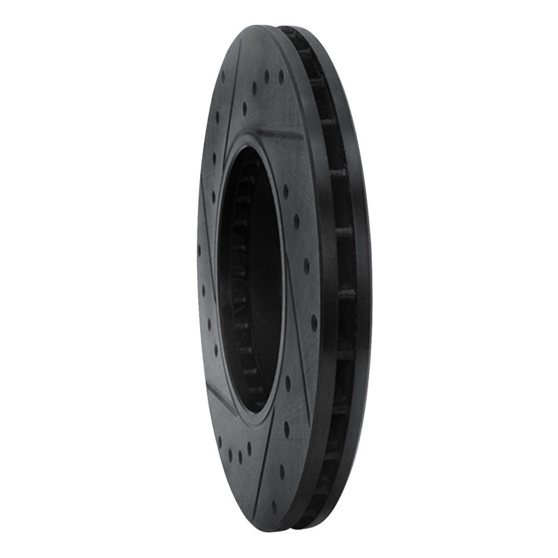 R1 90-93 Toyota Celica Front Right Drilled & Slotted Black Brake Rotor