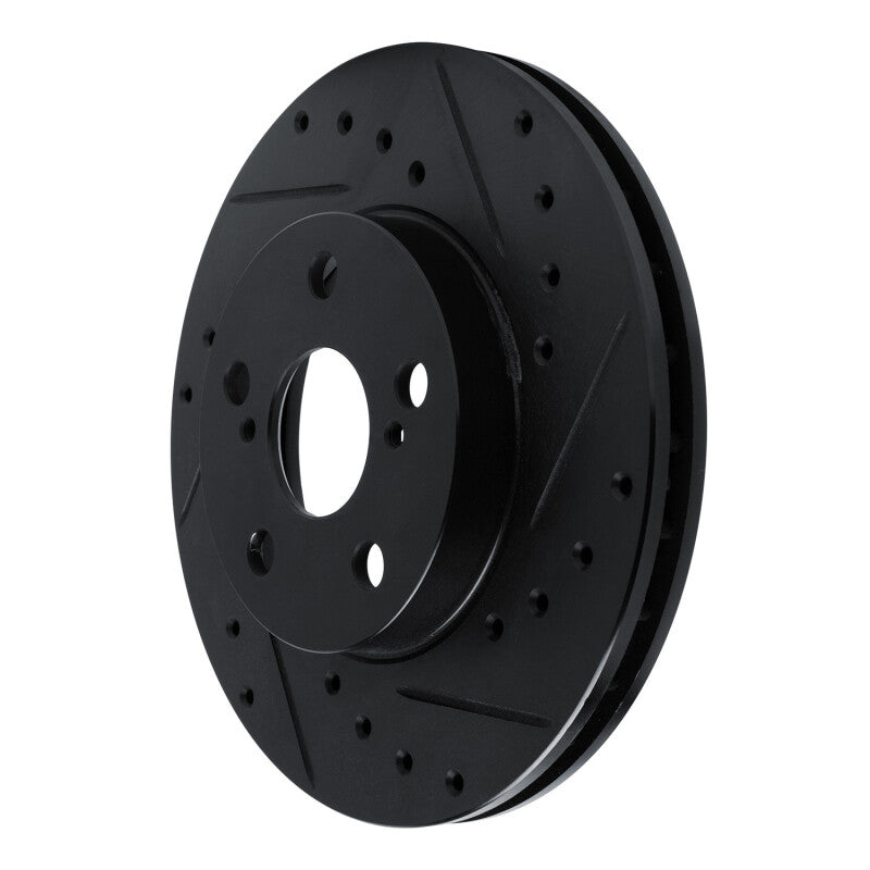 R1 87-87 Toyota Camry Front Right Drilled & Slotted Black Brake Rotor