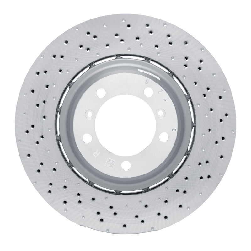R1 16-23 Porsche 718 Cayman Right Rear Drilled Carbon Alloy GeoMET Rotor
