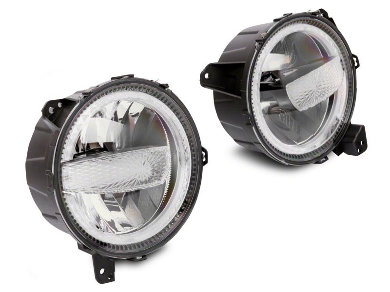 Raxiom 18-23 Jeep Wrangler JL Axial Series 9-In LED Headlights- Black Housing (Clear Lens)