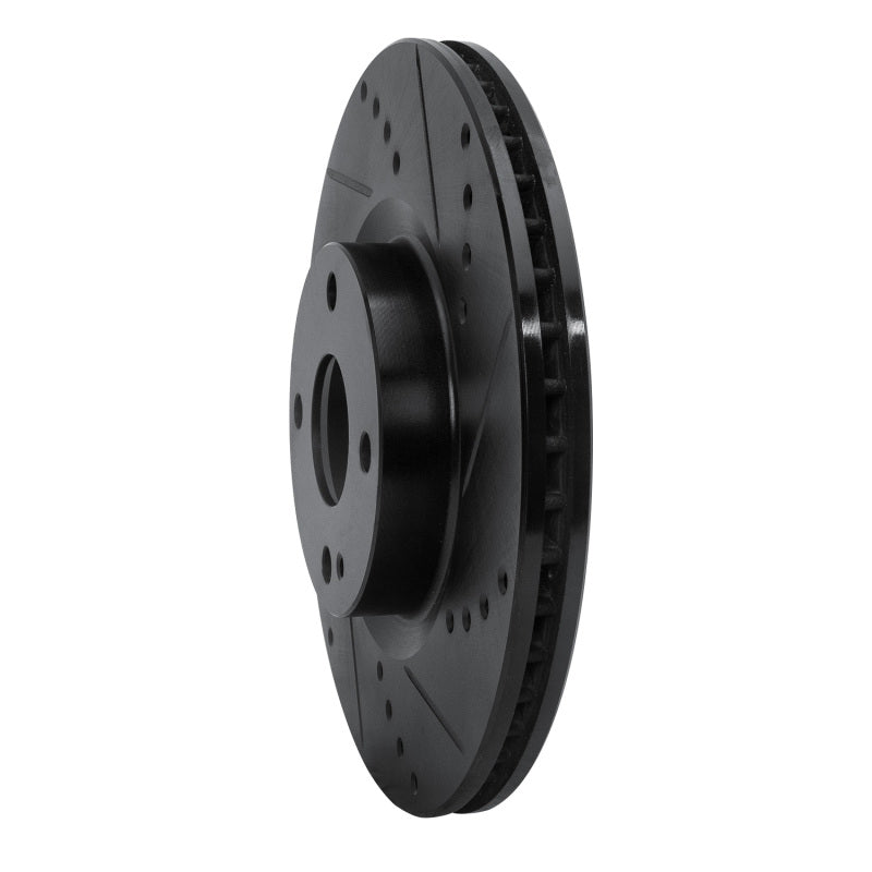 R1 16-25 Fiat 124 Spider Front Right Drilled & Slotted Black Brake Rotor