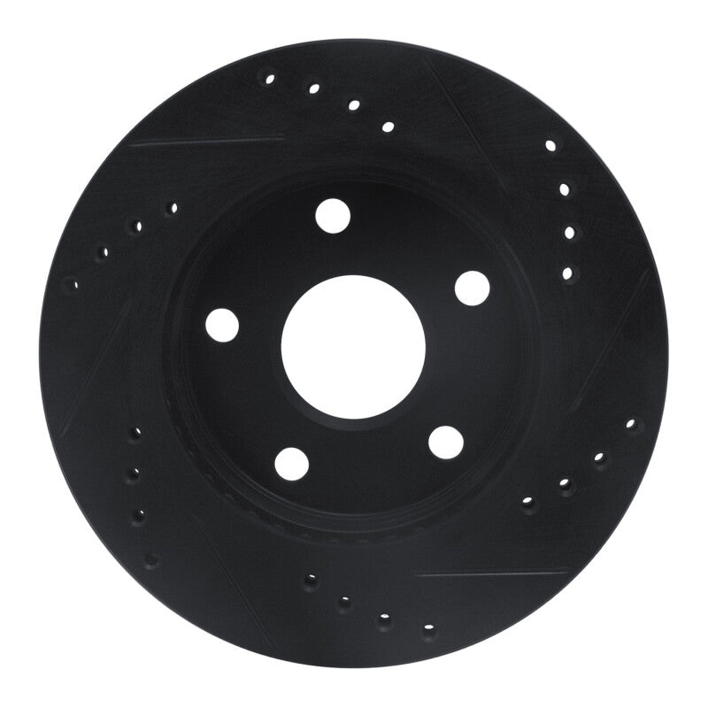 R1 91-94 Toyota Previa Front Left Drilled & Slotted Black Brake Rotor