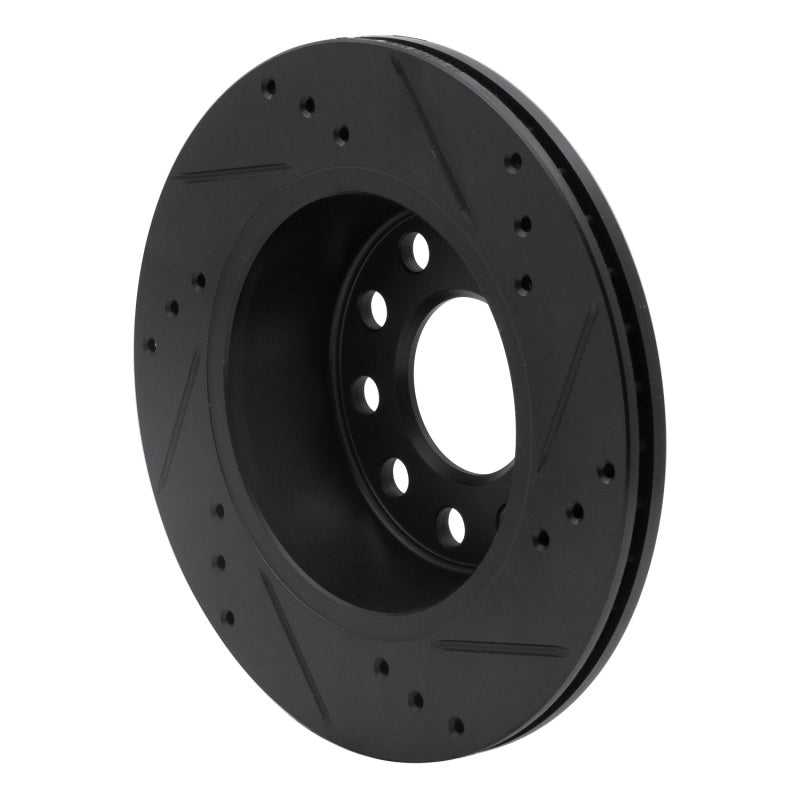 R1 90-97 Audi S4 Rear Left Drilled & Slotted Black Brake Rotor