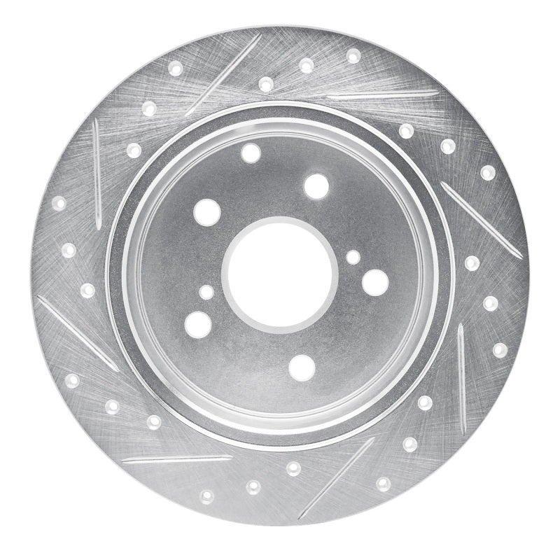 R1 09-13 Pontiac Vibe Rear Right Drilled & Slotted Silver Brake Rotor