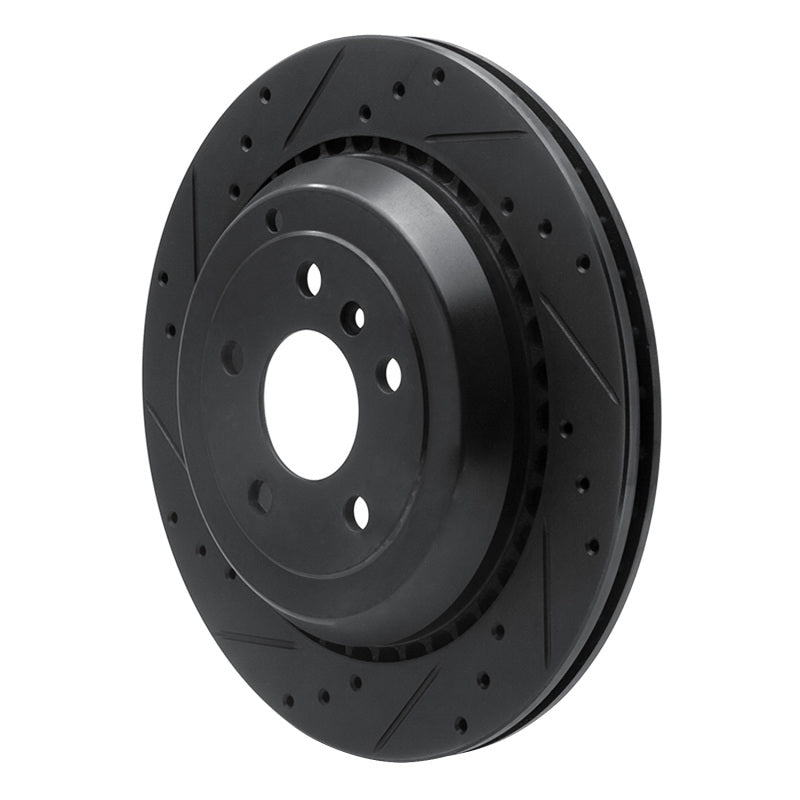 R1 06-12 Mercedes-Benz ML350 Rear Left Drilled & Slotted Black Brake Rotor