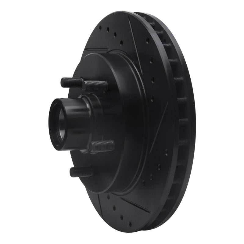 R1 1992-2002 Chevrolet Tahoe Front Right Drilled & Slotted Black Brake Rotor