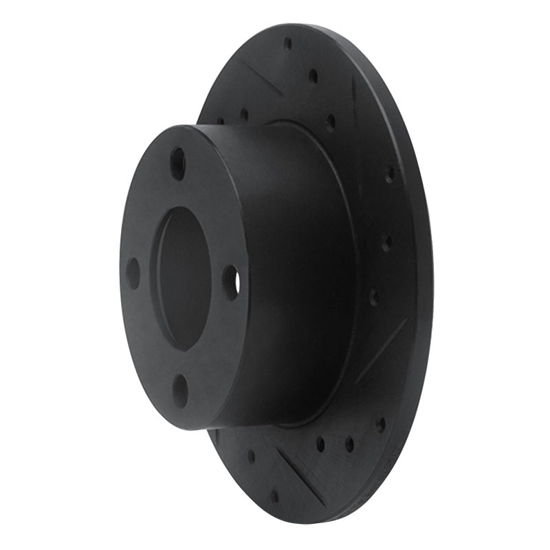 R1 89-91 Audi 100 Rear Right Drilled & Slotted Black Brake Rotor