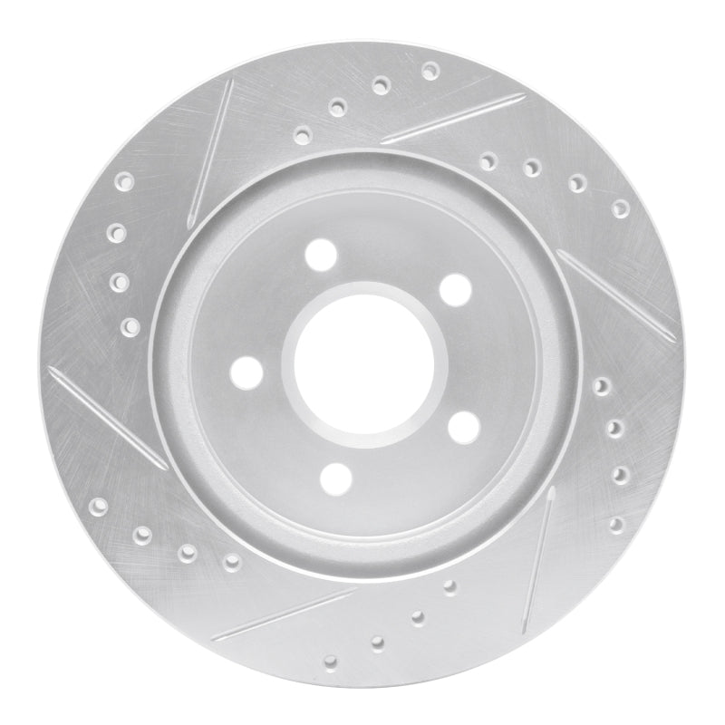 R1 00-06 Ford Thunderbird Rear Right Drilled & Slotted Silver Brake Rotor