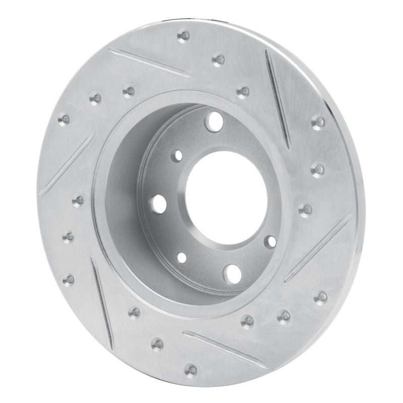R1 79-83 Honda Civic Sedan Front Left Drilled & Slotted Silver Brake Rotor