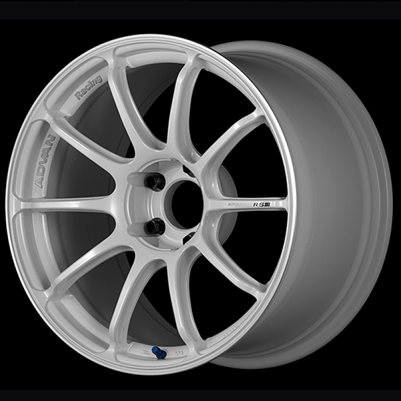 Advan RSIII 18x8.5 / +45 Offset / 5x114.3 / 73mm Bore / Racing White Metallic and Ring