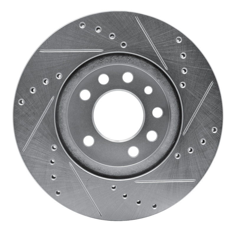 R1 94-96 Saab 900 Front Left Drilled & Slotted Silver Brake Rotor