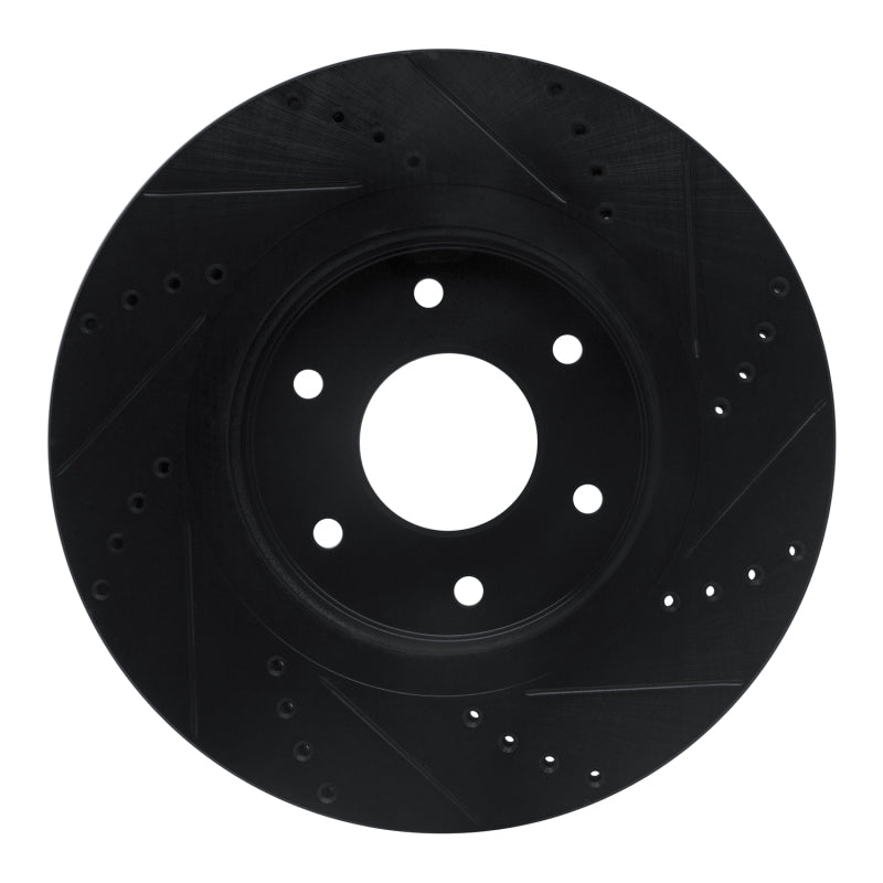 R1 05-07 Infiniti QX56 Front Left Drilled & Slotted Black Brake Rotor