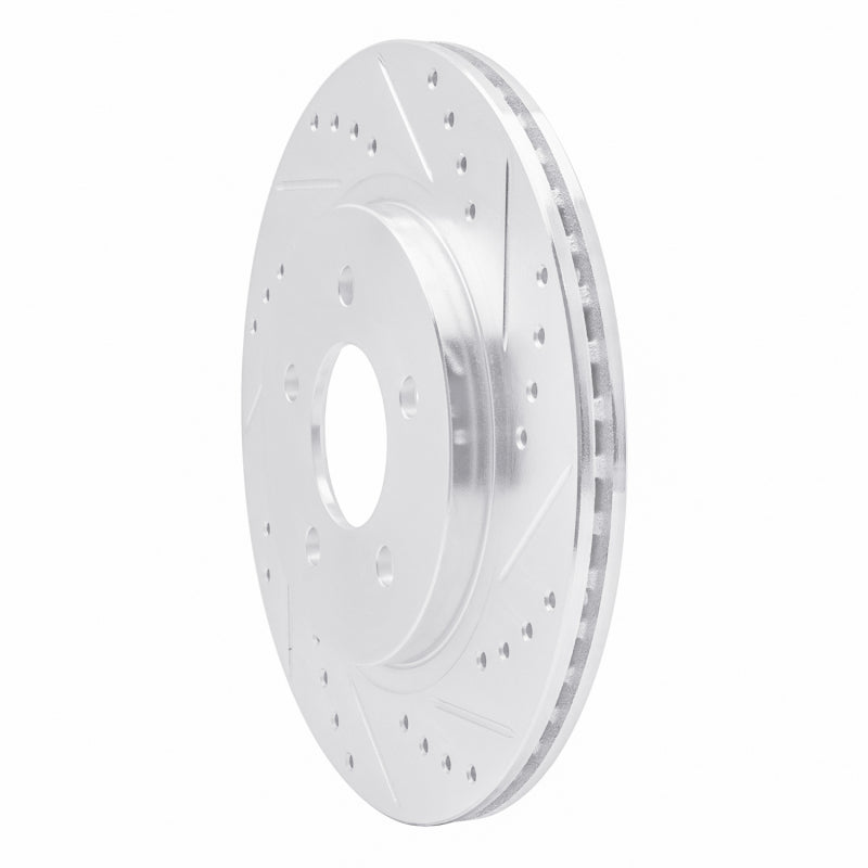 R1 05-14 Ford Mustang Rear Right Drilled & Slotted Silver Brake Rotor