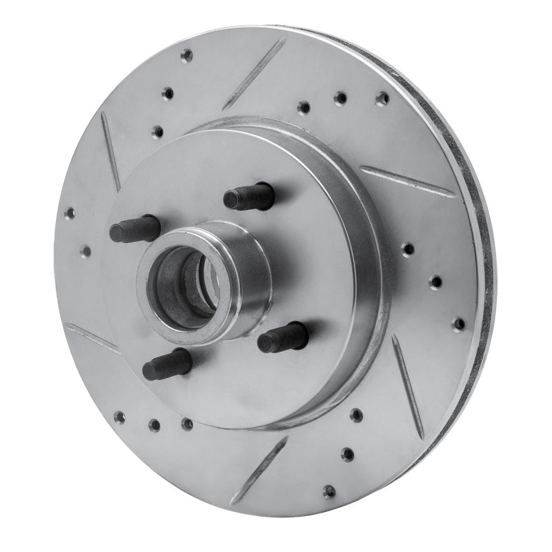 DFC 87-93 Ford Mustang Front Left Drilled & Slotted Silver Brake Rotor