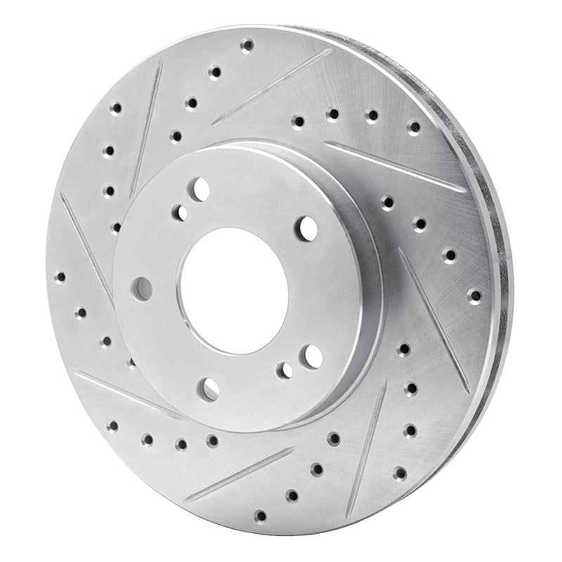 R1 89-96 Nissan 300ZX Turbo Front Left Drilled & Slotted Silver Brake Rotor