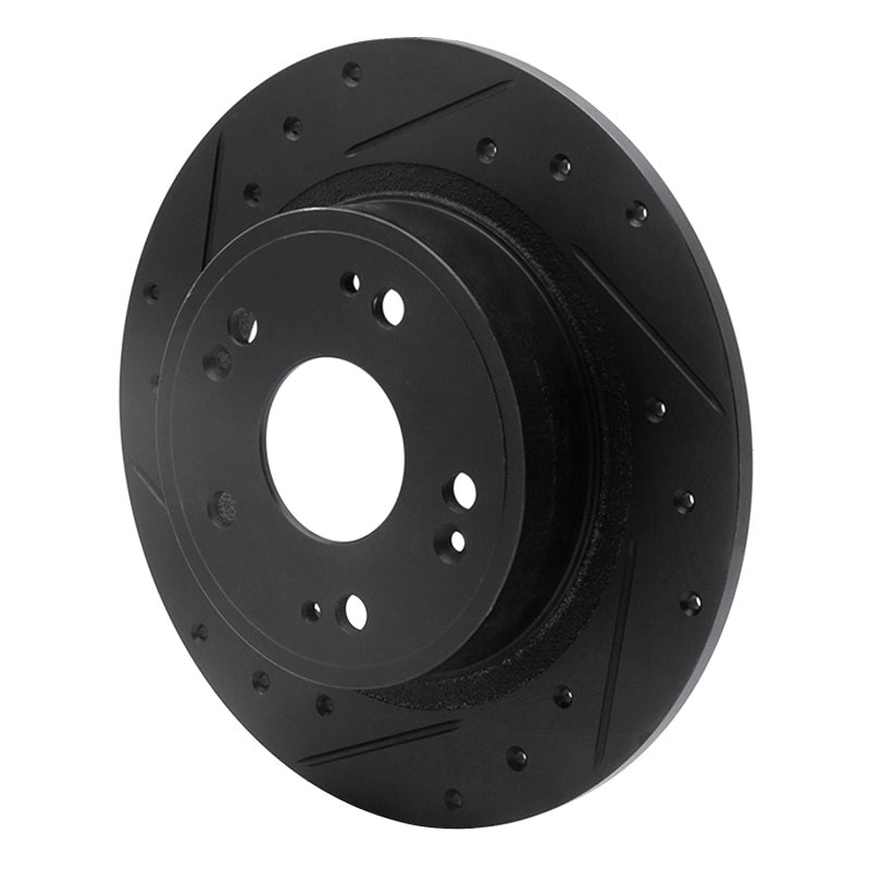 R1 05-17 Honda Accord Rear Left Drilled & Slotted Black Brake Rotor