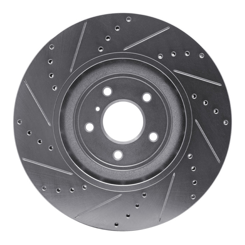 R1 09-20 Nissan 370Z Front Right Drilled & Slotted Silver Brake Rotor
