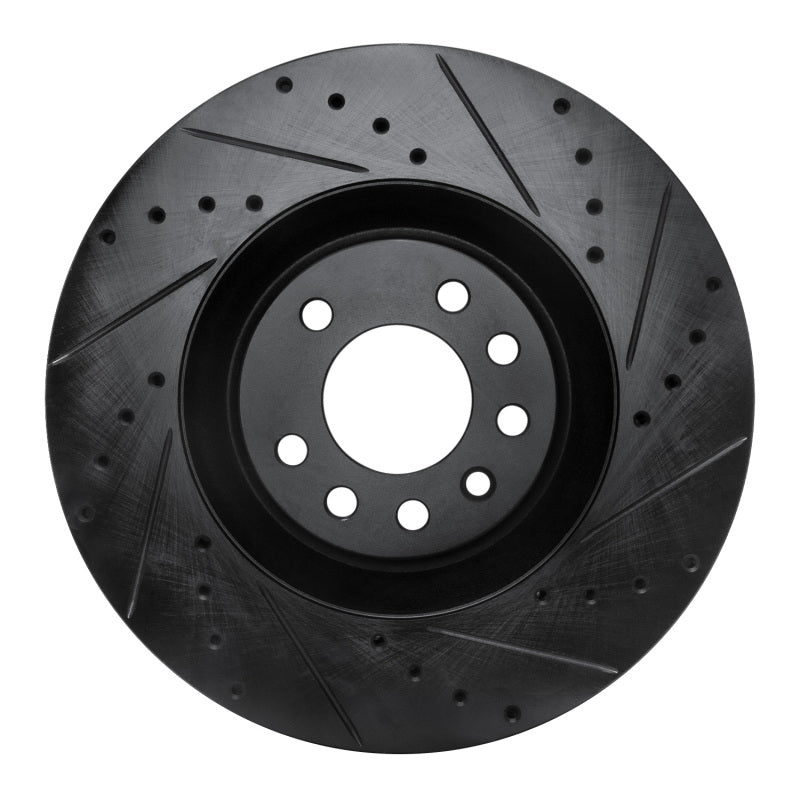 R1 08-11 Saab 9-3 Front Right Drilled & Slotted Black Brake Rotor