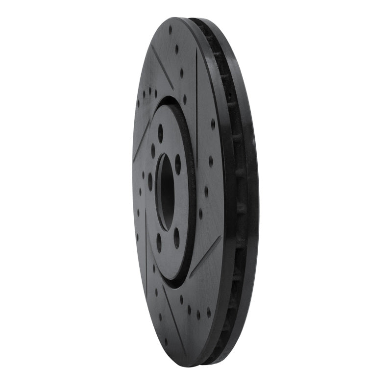 R1 96-98 Volkswagen Jetta Sedan Front Right Drilled & Slotted Black Brake Rotor