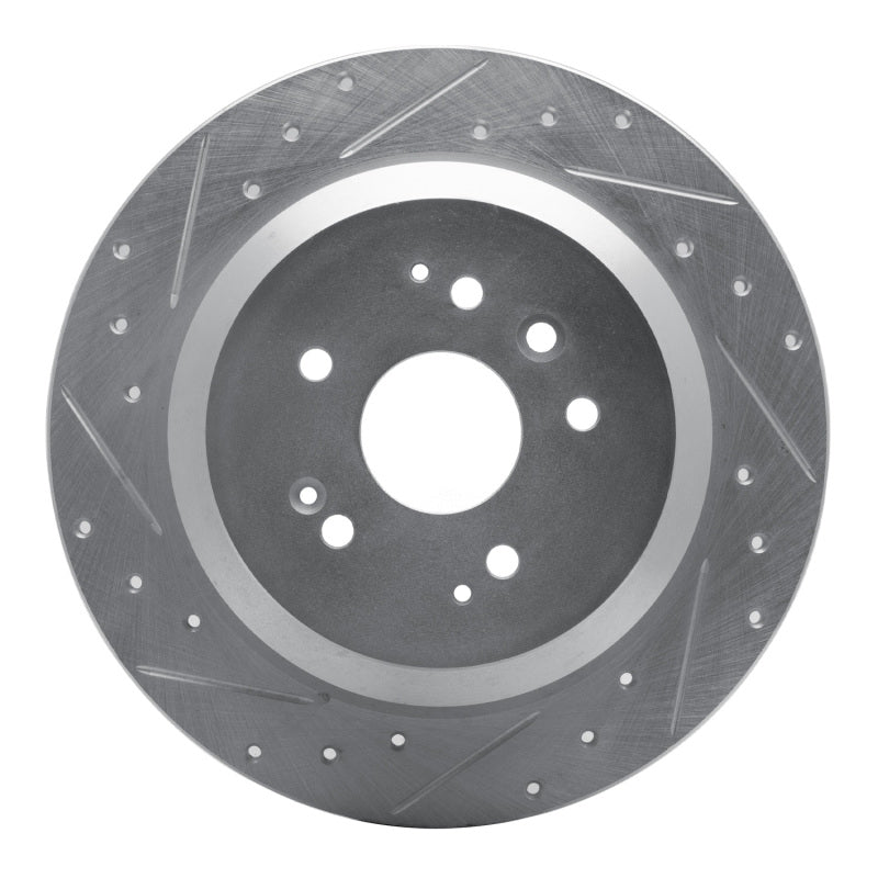 R1 14-16 Acura MDX Rear Left Drilled & Slotted Silver Brake Rotor