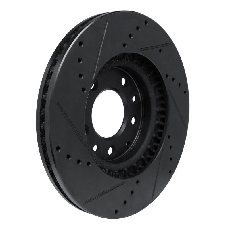 R1 07-12 Mazda CX-7 Front Right Drilled & Slotted Black Brake Rotor