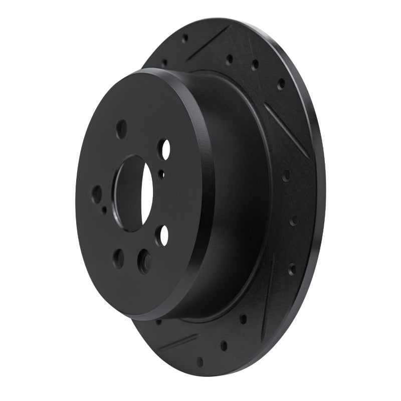R1 86-93 Lexus ES250 Rear Left Drilled & Slotted Black Brake Rotor
