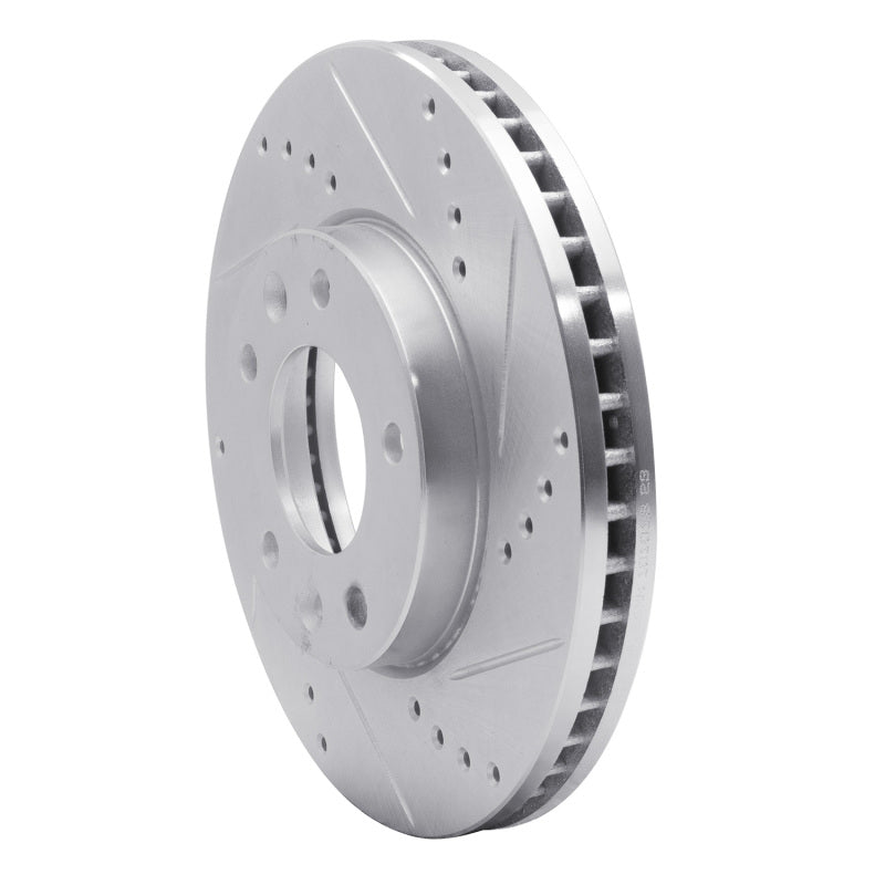 R1 03-05 Kia SEDONA Front Right Drilled & Slotted Silver Brake Rotor