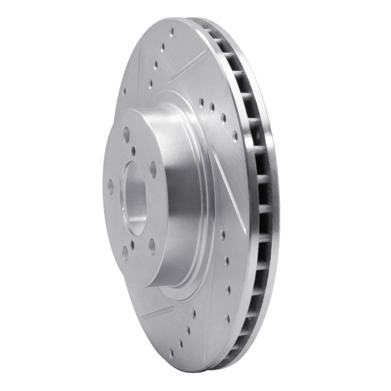 R1 90-16 Saab 9-2X Front Left Drilled & Slotted Silver Brake Rotor