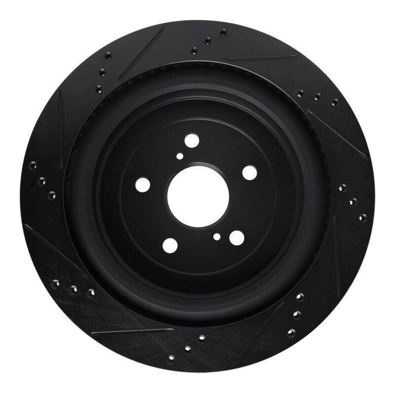 R1 16-22 Lexus RX350 Rear Right Drilled & Slotted Black Brake Rotor