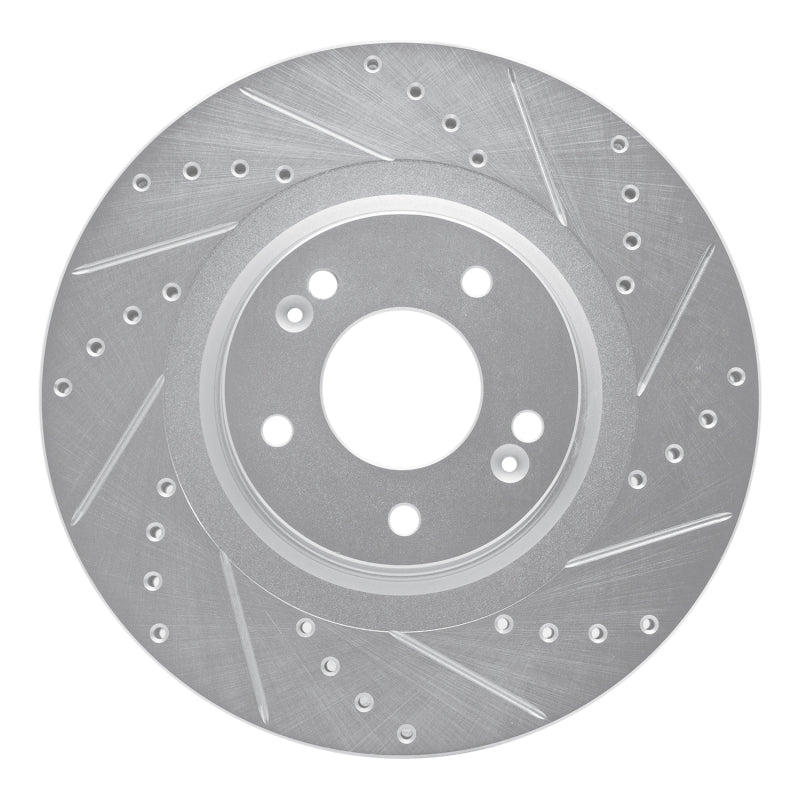 R1 15-21 Kia SEDONA Front Right Drilled & Slotted Silver Brake Rotor