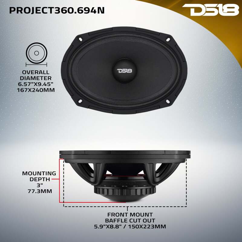 DS18 High-Sensitivity Mid-High Loudspeakers w/ Rotating Recone 6x9 101db 4ohm 95Hz-17kHz