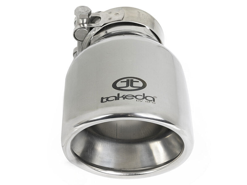 aFe Takeda Universal Exhaust Tip 2-1/2 IN Inlet x 4 IN Outlet x 6 IN L- Polished