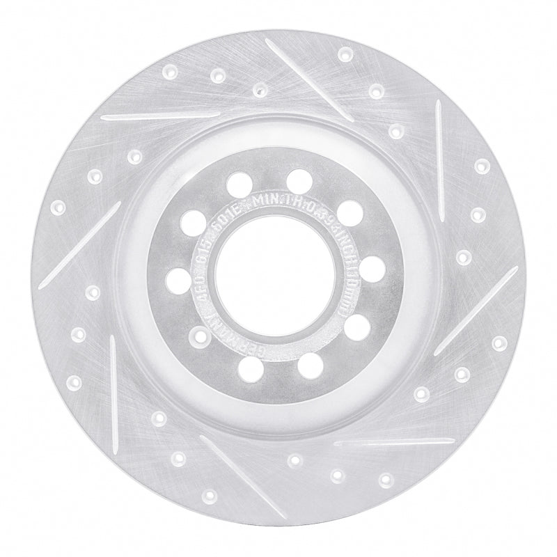 R1 05-11 Audi A6 Quattro Rear Right Drilled & Slotted Silver Brake Rotor
