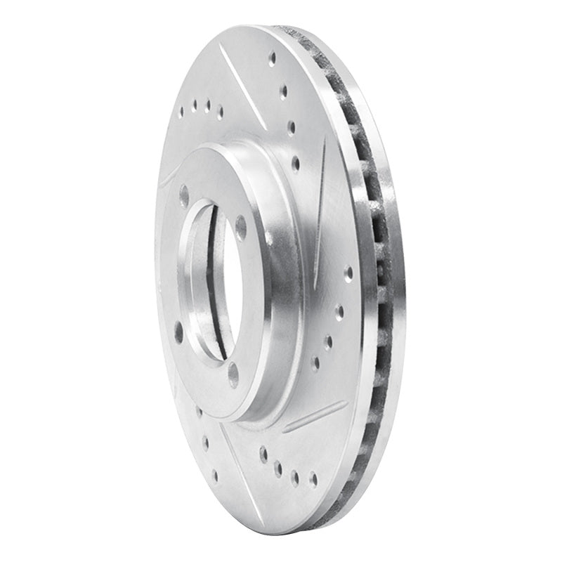 R1 84-87 Toyota Cressida Front Right Drilled & Slotted Silver Brake Rotor
