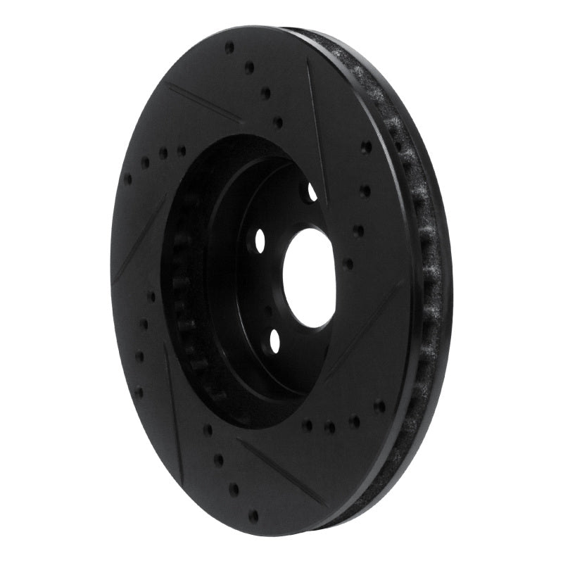 R1 94-99 Toyota Celica Front Left Drilled & Slotted Black Brake Rotor