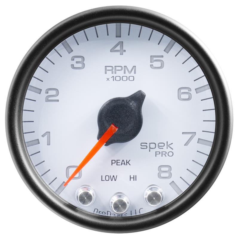 Autometer Spek-Pro Gauge Fuel Press 2 1/16in 30psi Stepper Motor W/Peak & Warn Wht/Blk