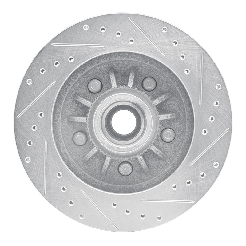 R1 97-00 Ford Expedition Front Left Drilled & Slotted Silver Brake Rotor